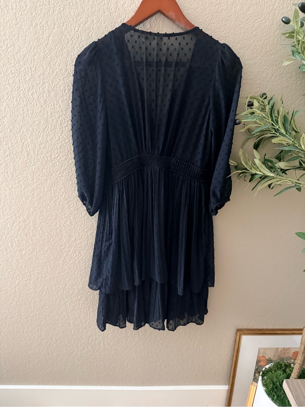 Anthropologie Meadow Rue Minetta Swiss Dot Crochet Dress Black - Picture 3 of 5
